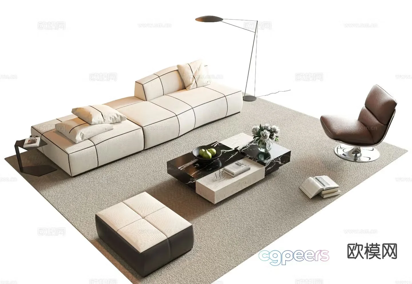 Modern sectional sofa 3d model