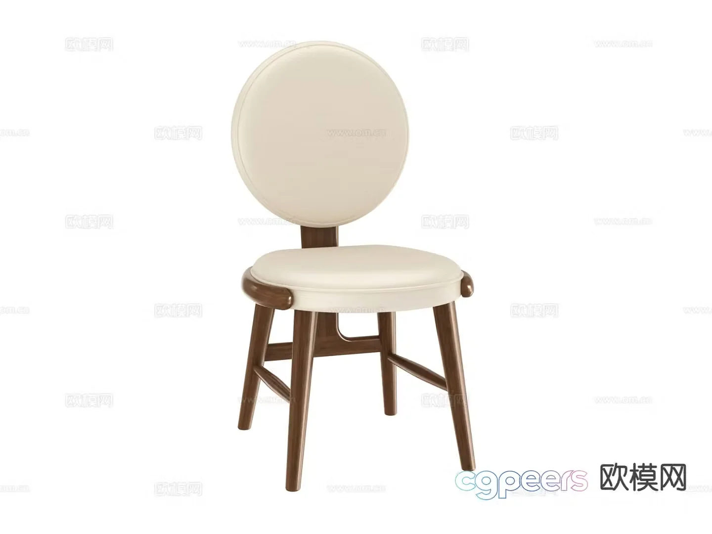 Modern wooden stool makeup stool chair 3d model