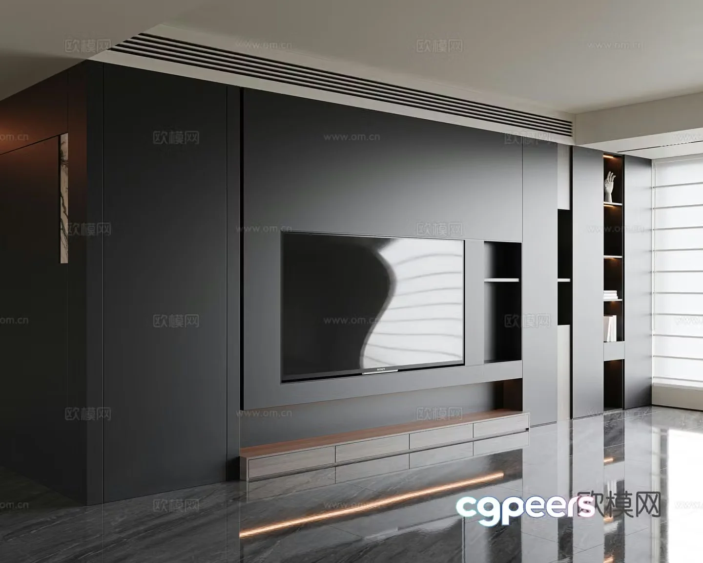 Italian TV background wall Living room TV background wall Hanging TV background wall Embedded TV wall 3d model