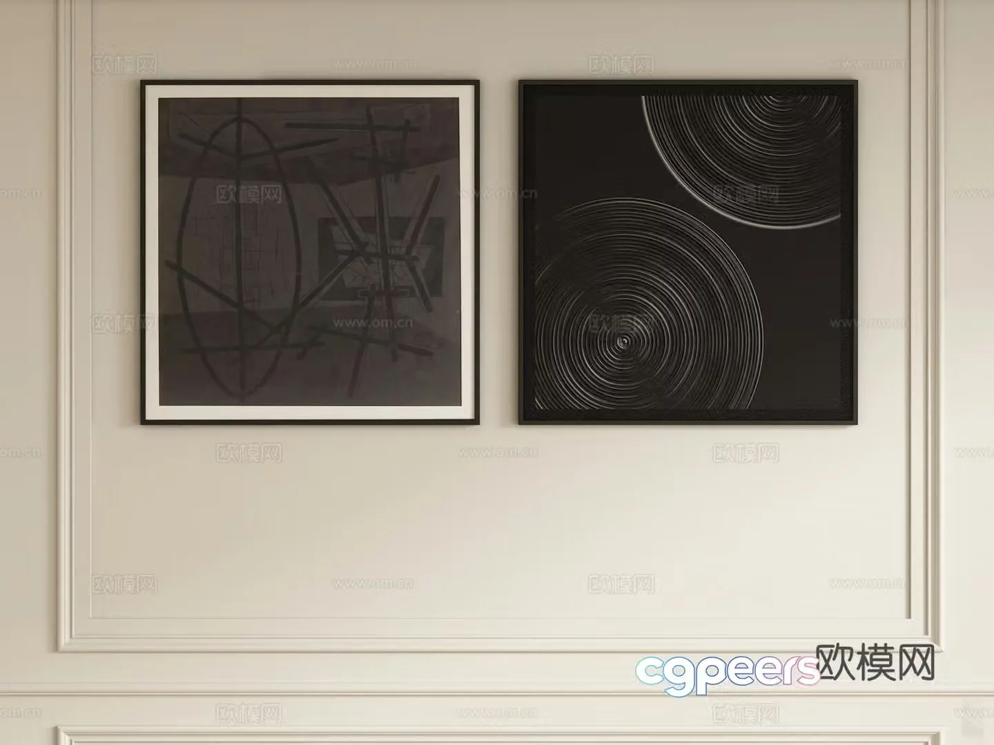 Modern decorative painting art hanging 3d model