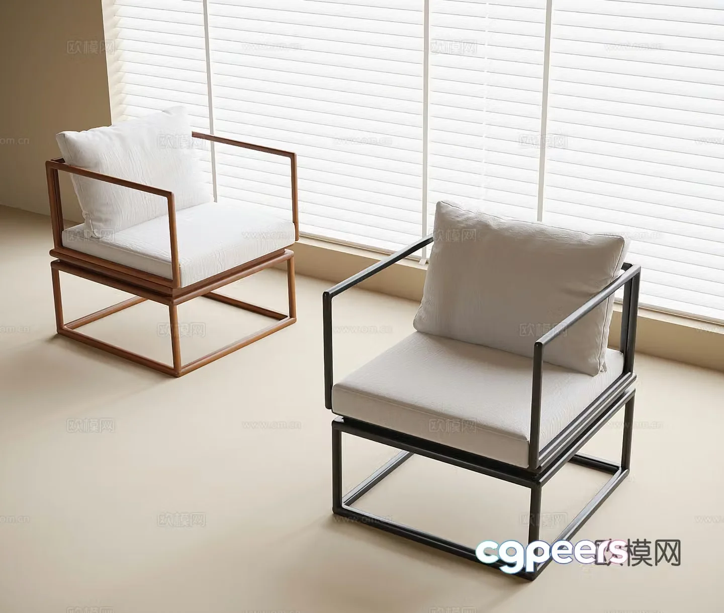Modern single chair casual chair dining chair tea chair 3d model