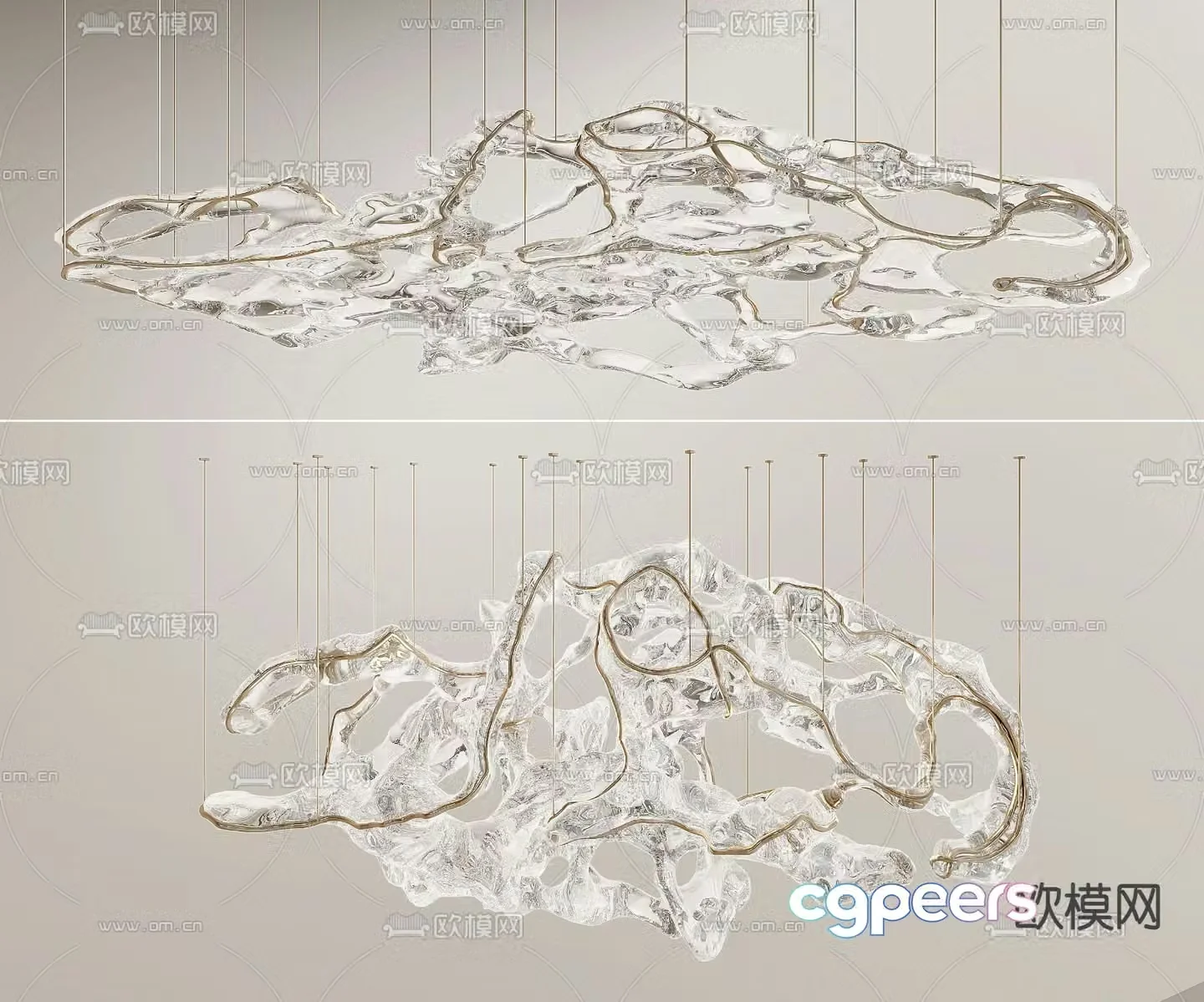 Light luxury style chandelier crystal chandelier 3d model