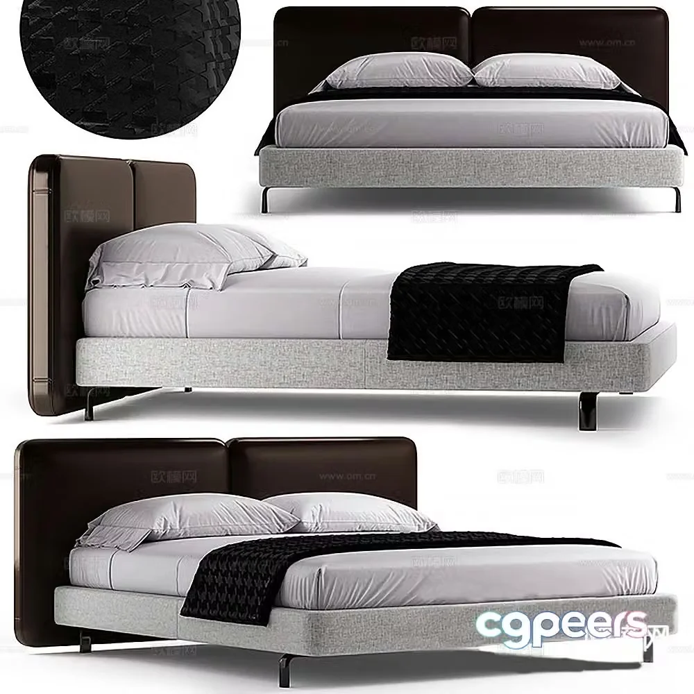 Modern double bed 3d model