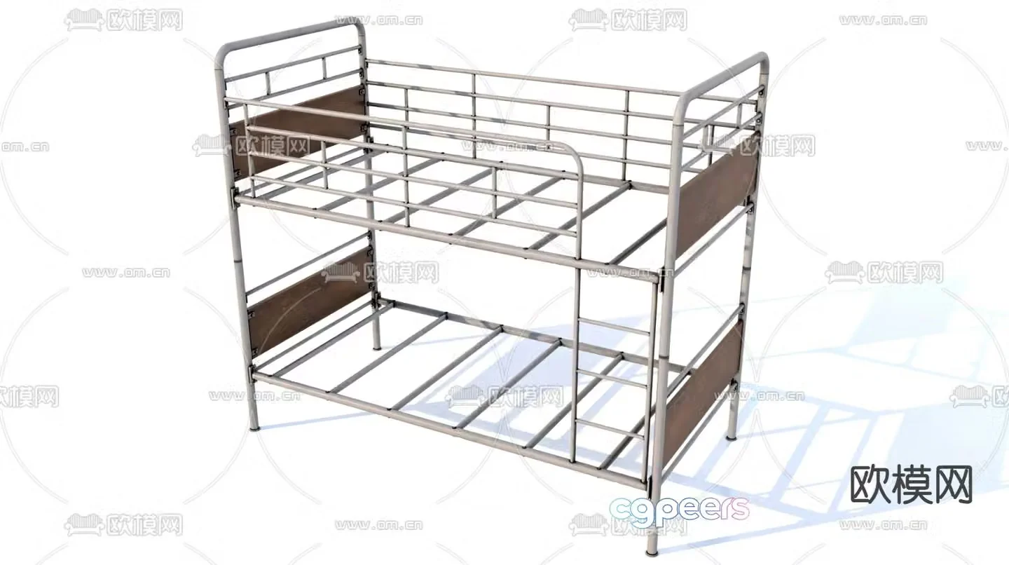 Student dormitory bed bunk bed 3d model