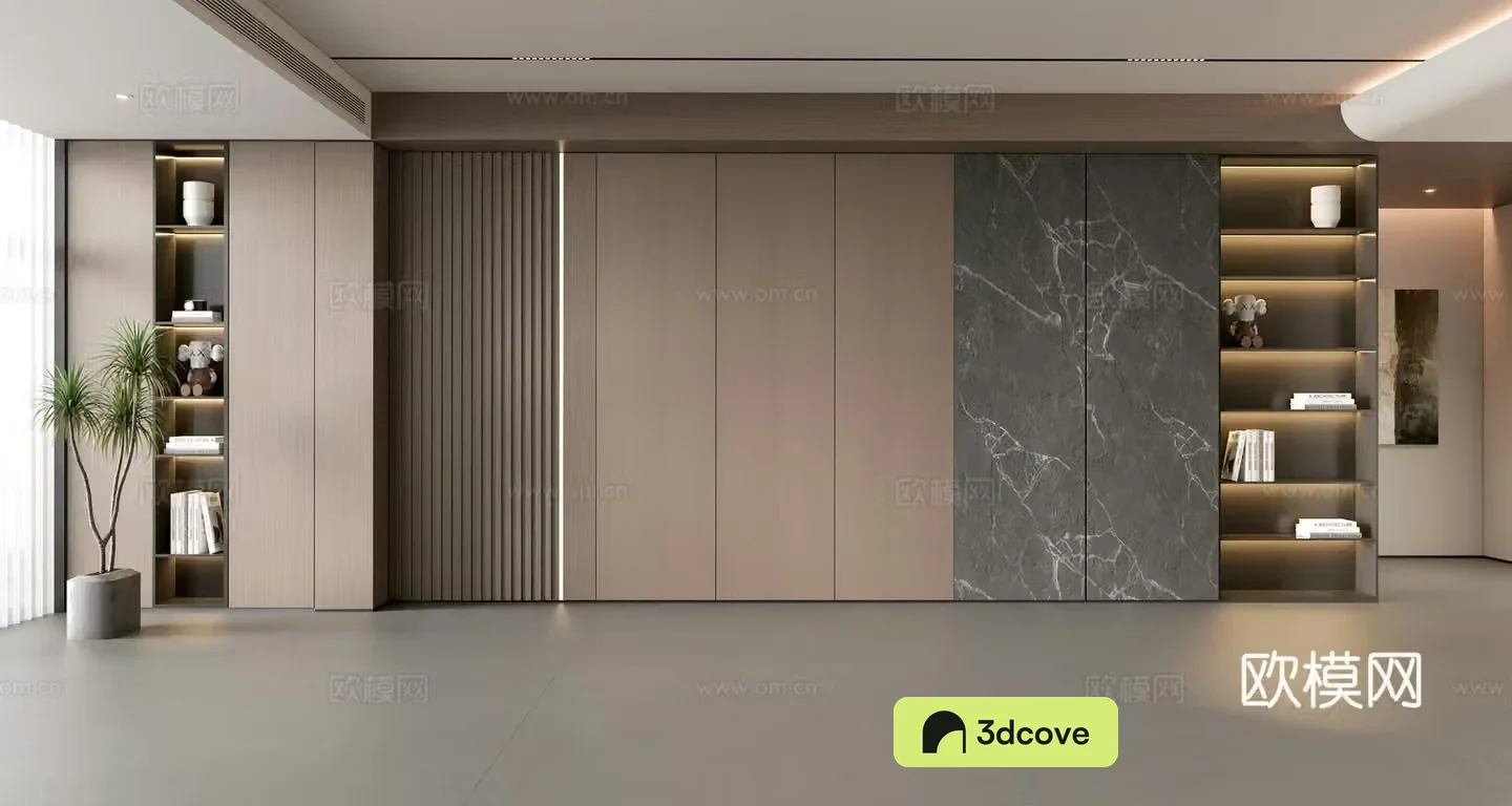 Modern simple sofa background wall modern ornament balcony cabinet living room cabinet wood veneer background wall