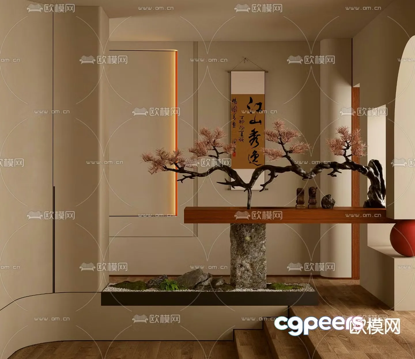 Indoor landscape plant landscaping entrance sketch 3D model