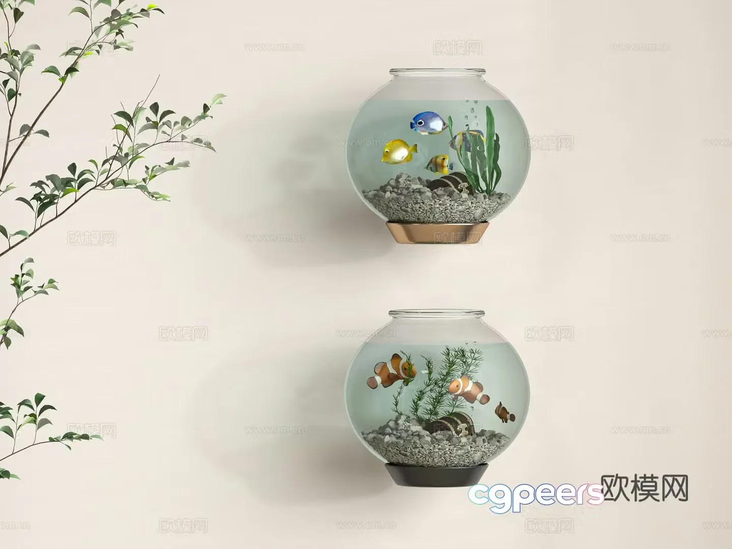 Modern fish tank 3d model