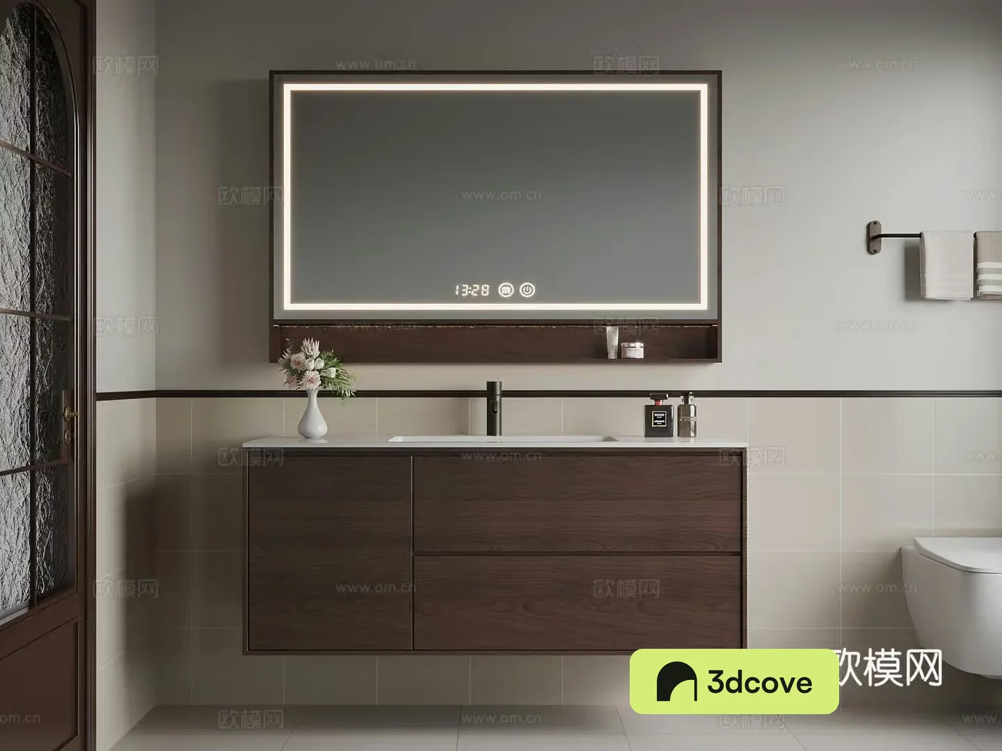 Middle-aged bathroom cabinet toilet 3d model