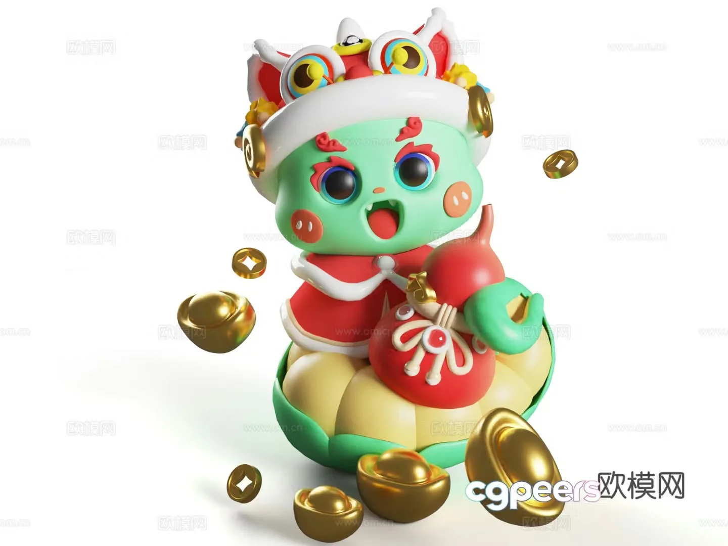 Cartoon snake mascot 3d model
