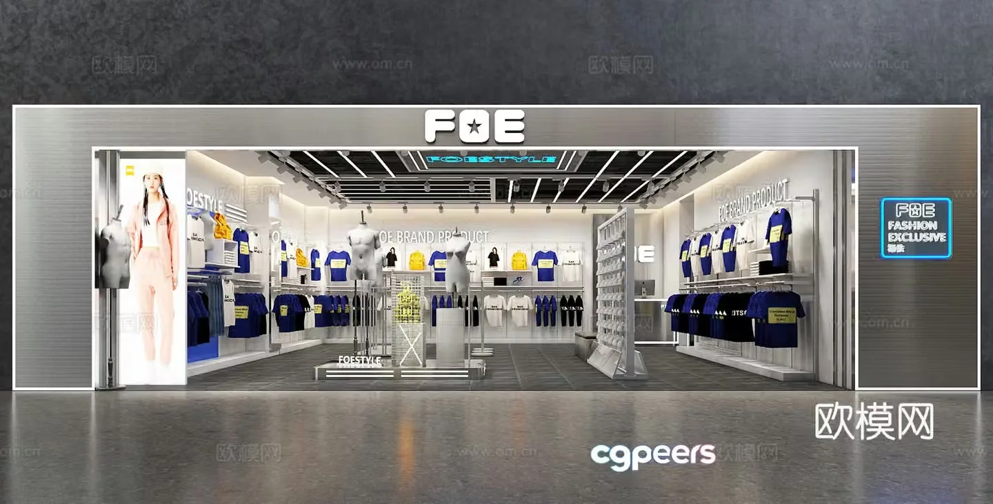 Modern clothing store 3d model