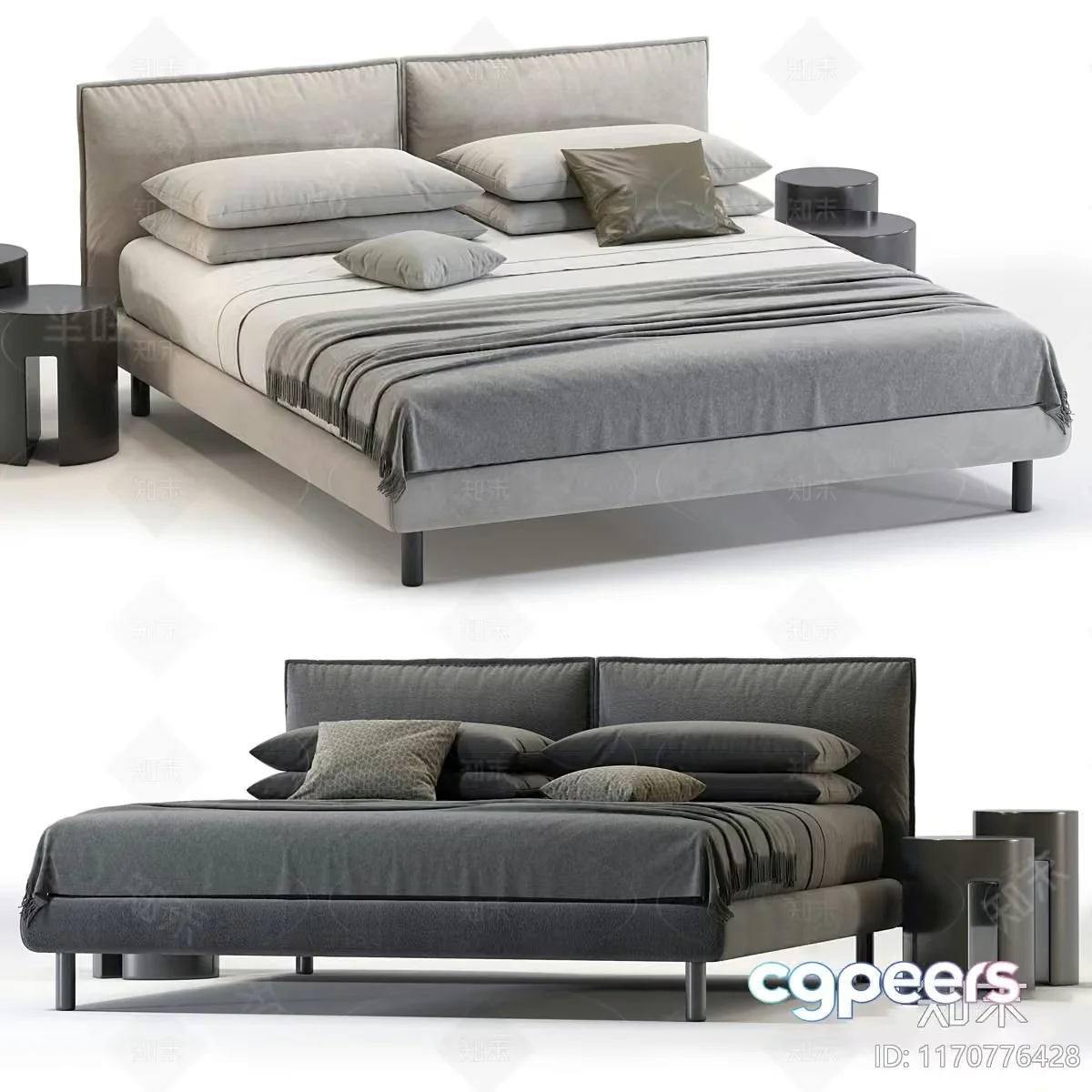 Cozy Modern Bed 3D Model – 16385 – VRAY Render