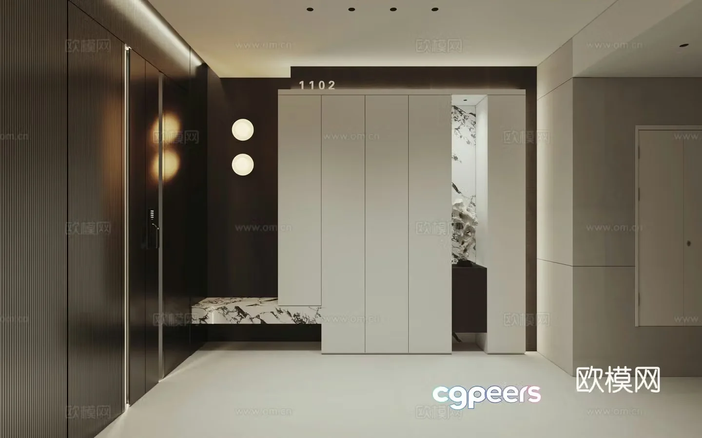 Italian elevator entrance cabinet door 3D model