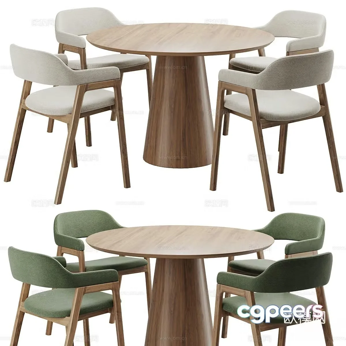 New Chinese dining table and chairs 3d model