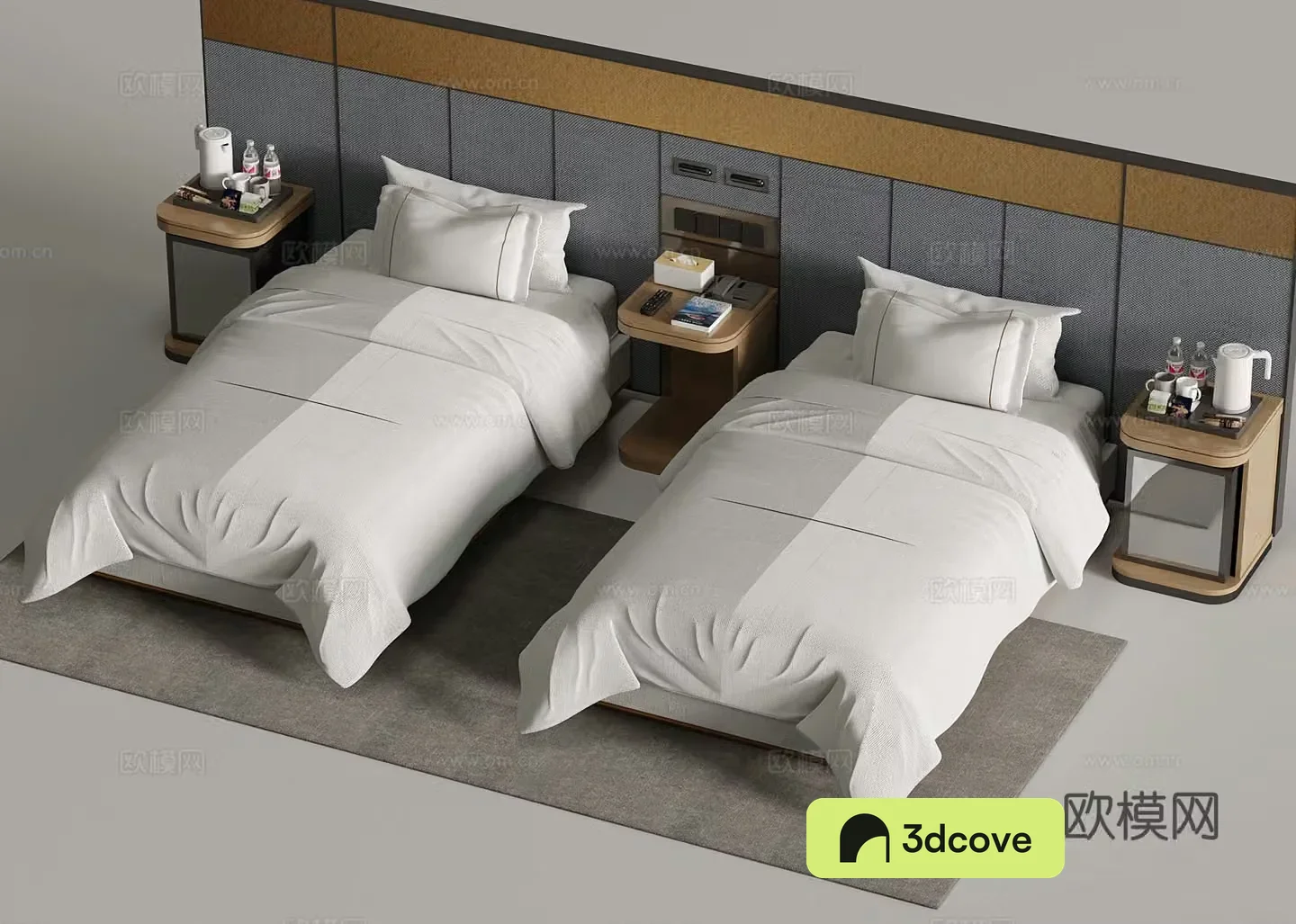 Bed Modern Single Bed Hotel Solid Wood Single Bed Solid Wood Bedside Table
