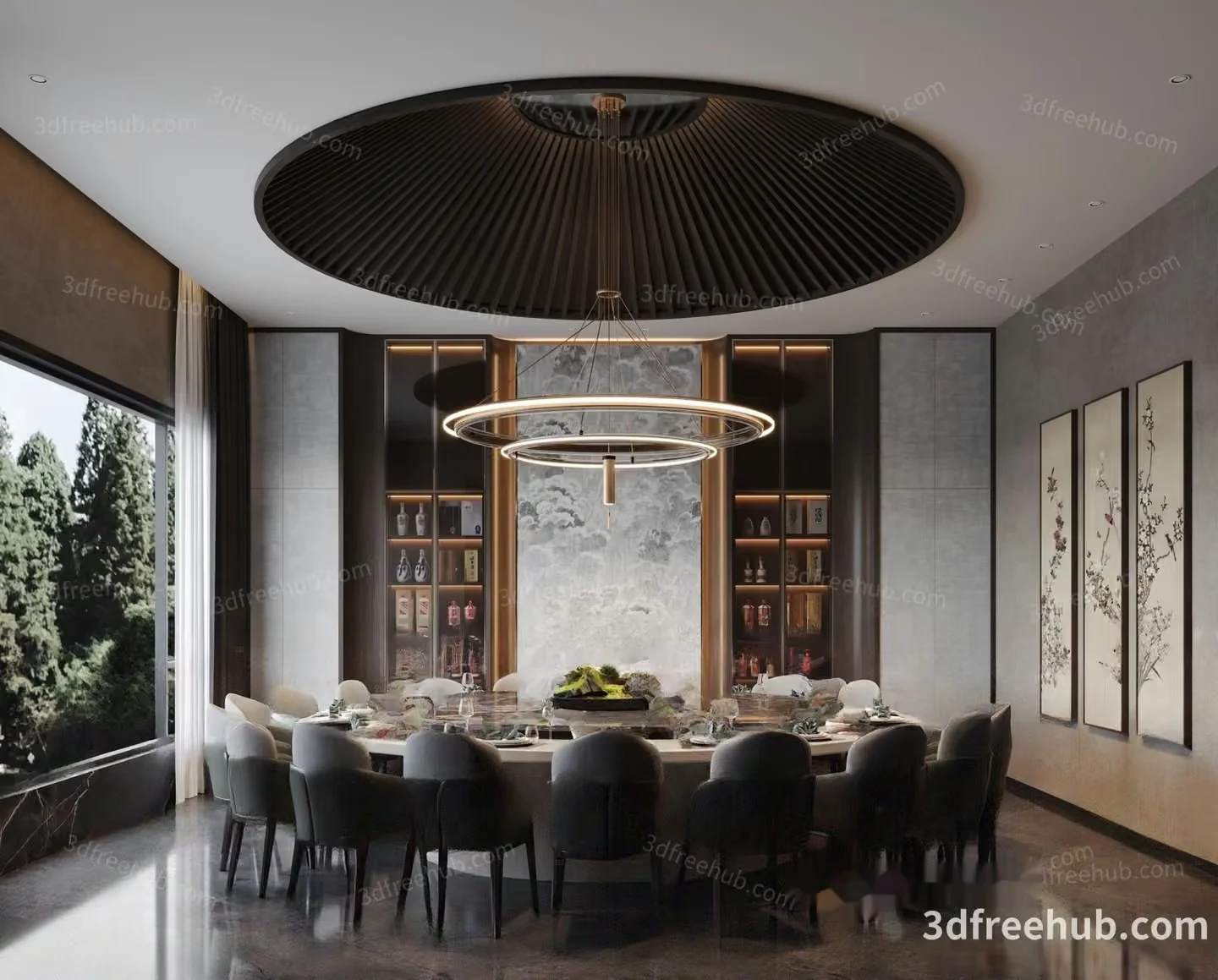 Modern Dining Room 3D Model – 20886 – VRAY Render
