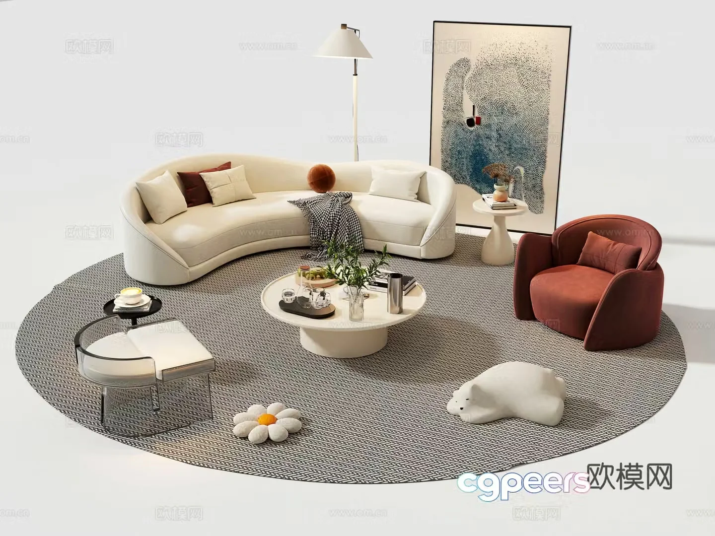 Modern combination sofa 3d model