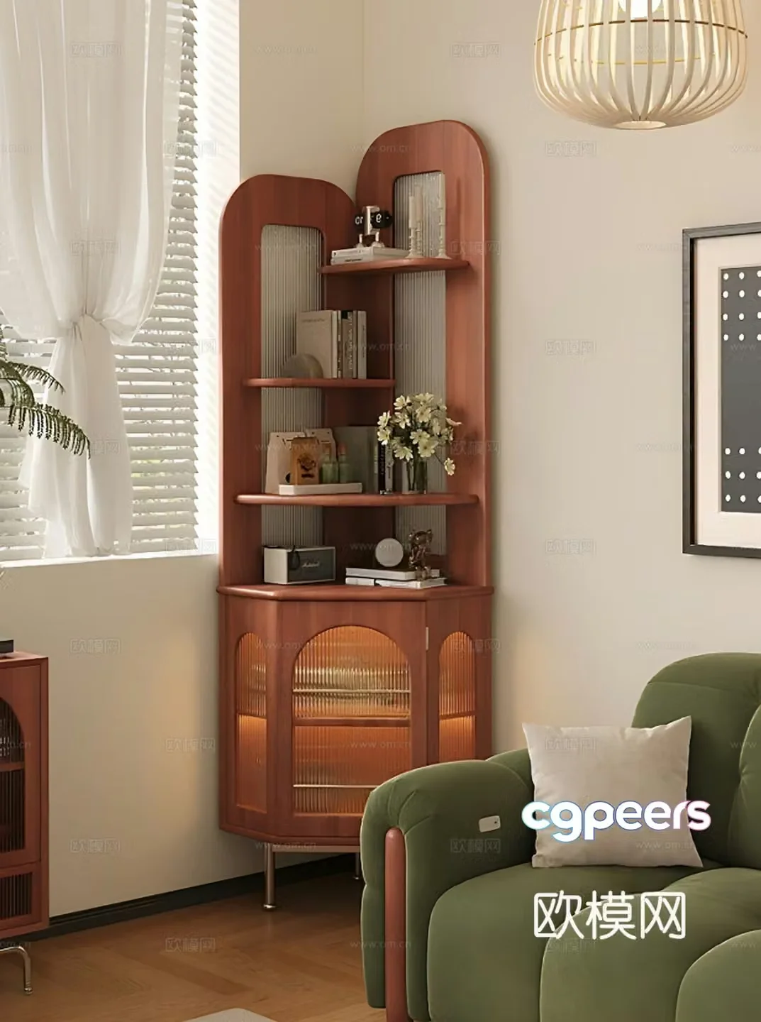 French medieval bookshelf corner cabinet triangle cabinet 3d model