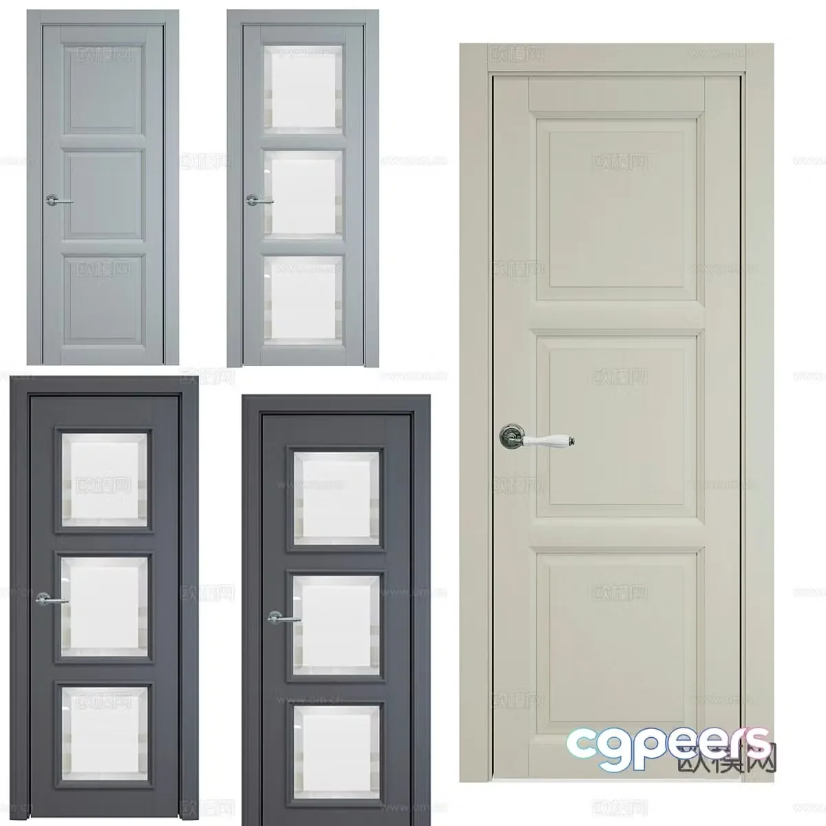 Single door flat door bedroom door bathroom door 3d model