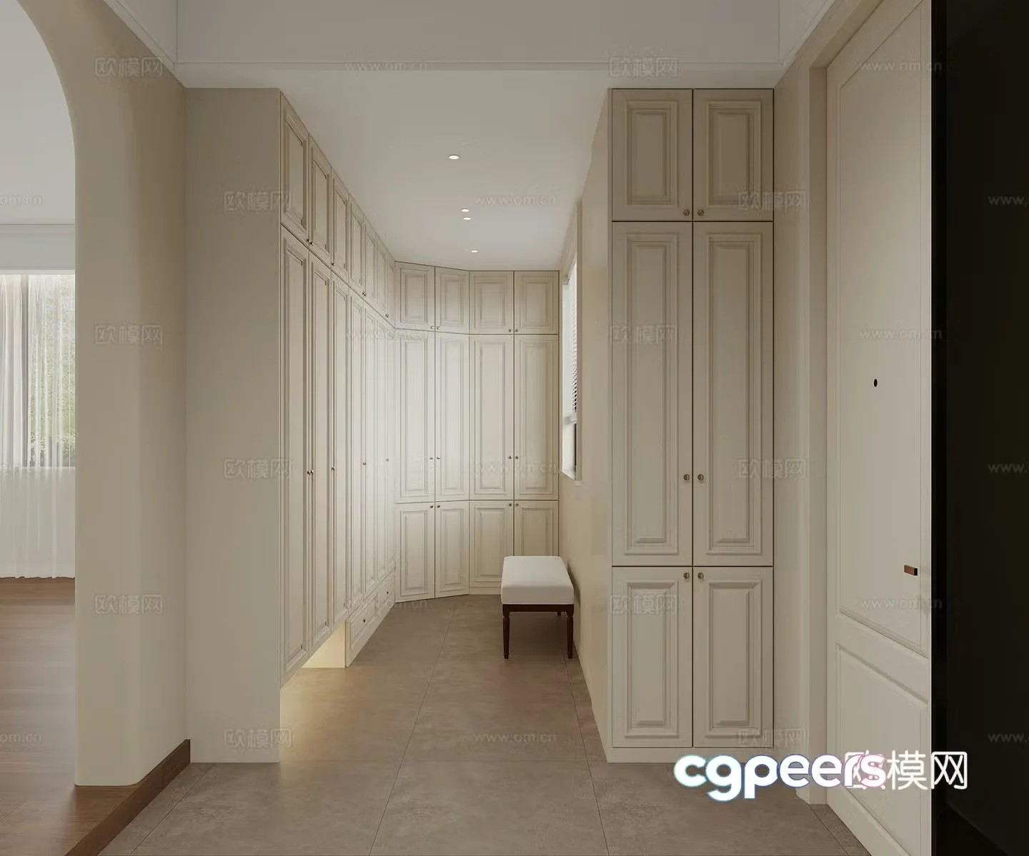 American retractable entrance hall 3D model