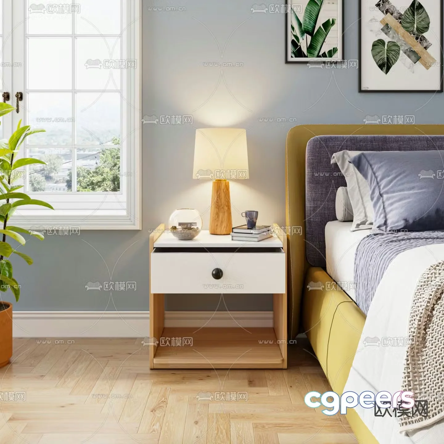 Modern bedside table 3d model