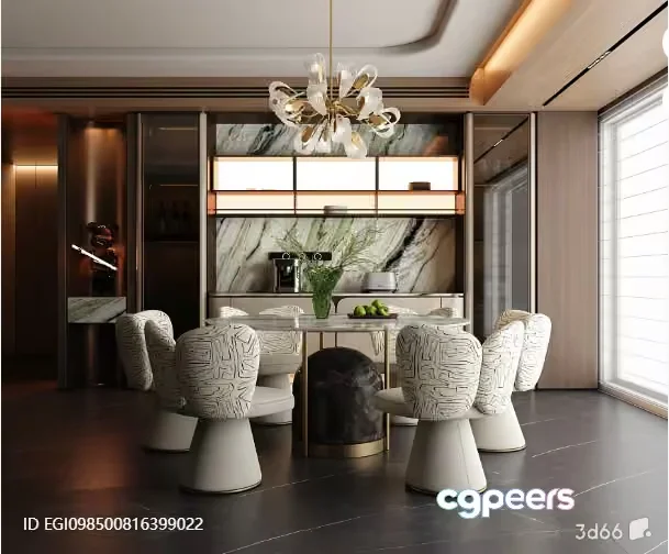 Modern Dining Room 3D Model – 6440 – VRAY Render