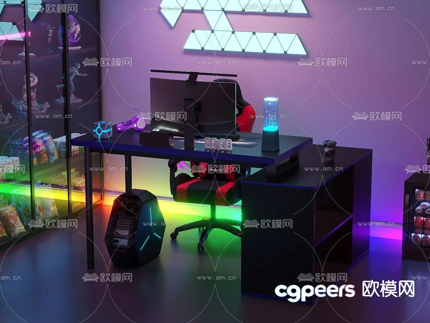 Esports table computer table desk 3d model