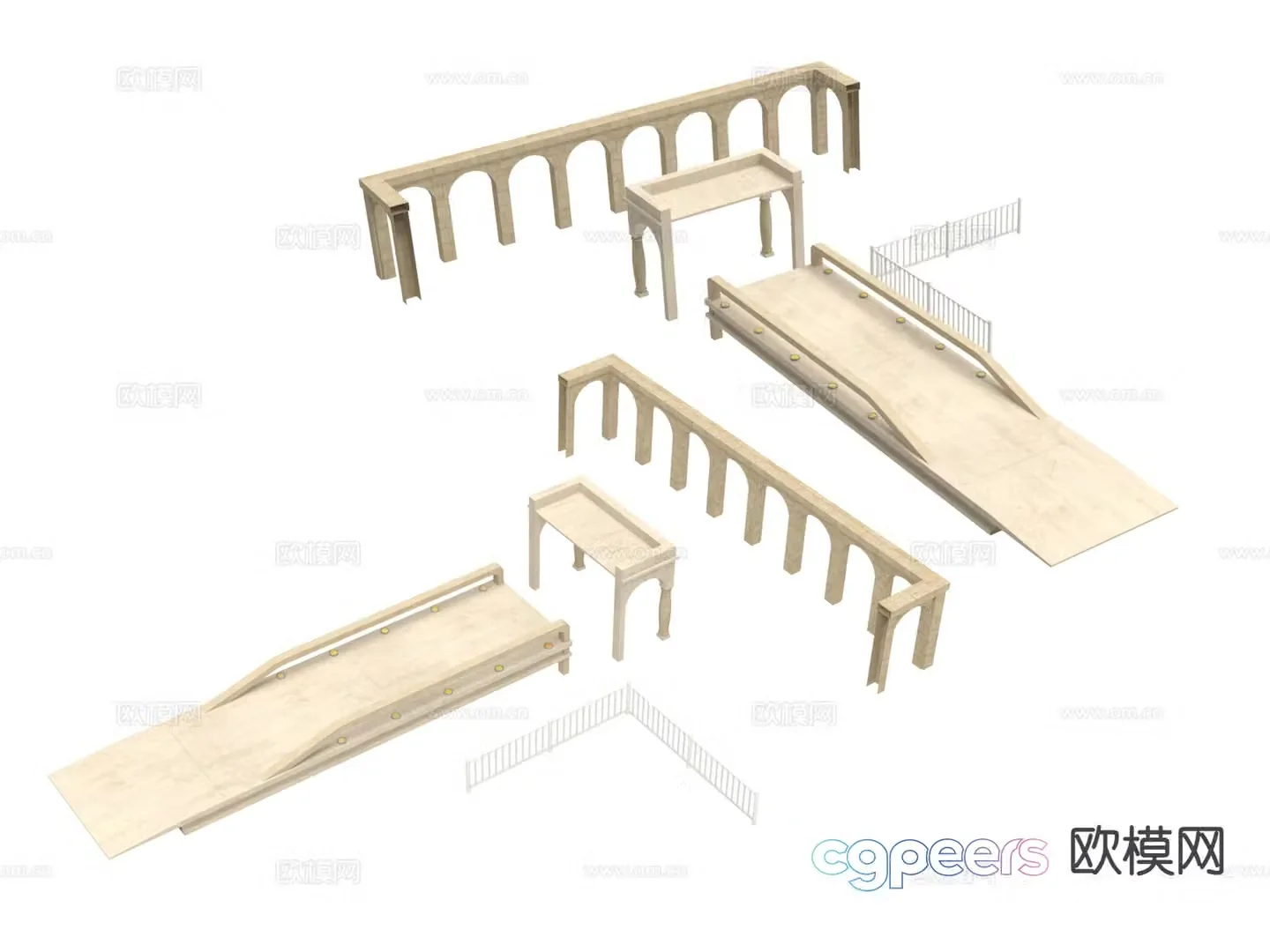 Future architecture building components 3d model