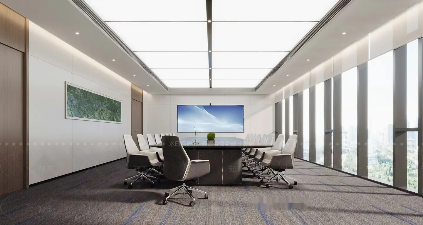 A Conference Room With A Large Screen 3D Model – 3626 – CORONA Render