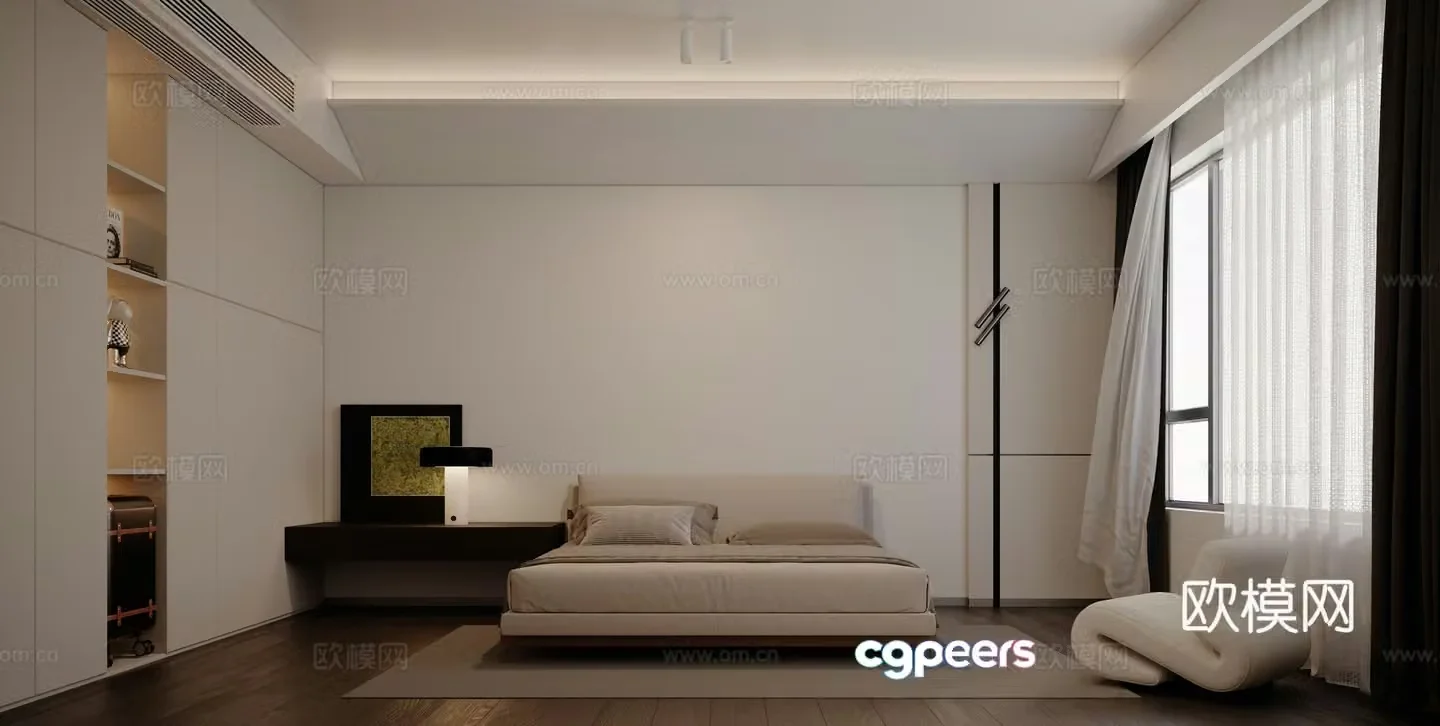 Modern minimalist bedroom master bedroom 3d model