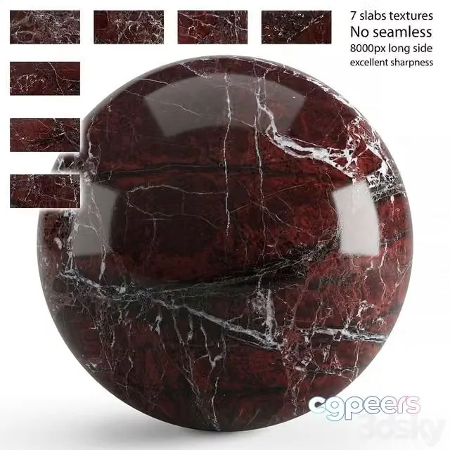 3ds Max Free – Red marble. 7 textures at 8k