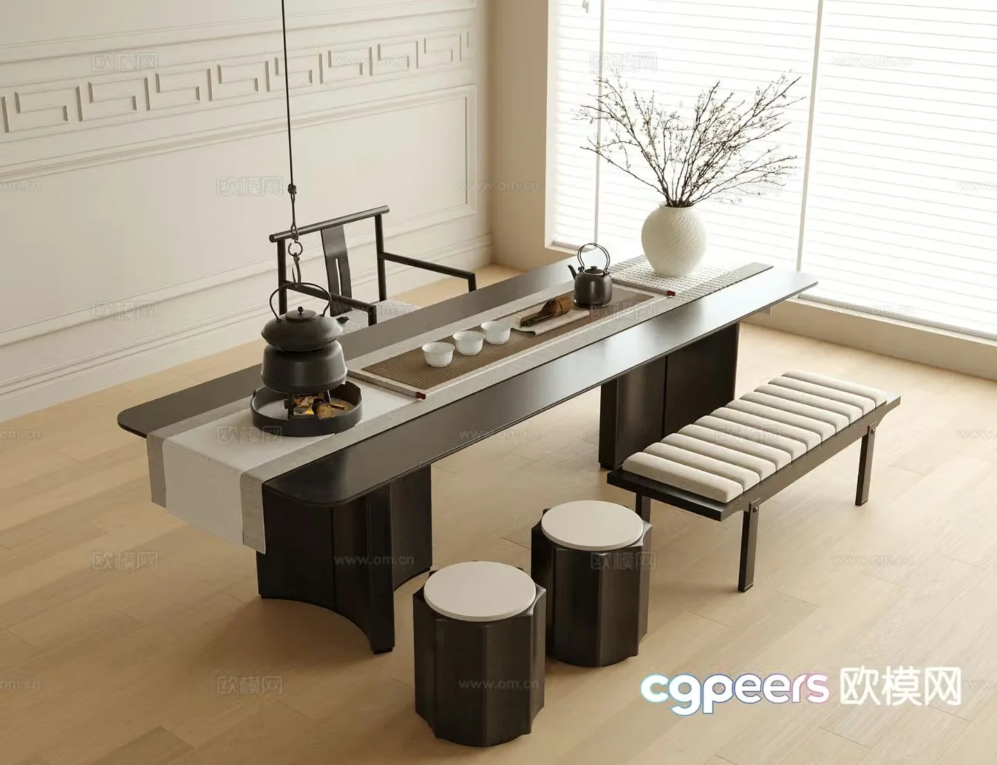 New Chinese style tea table tea table 3d model