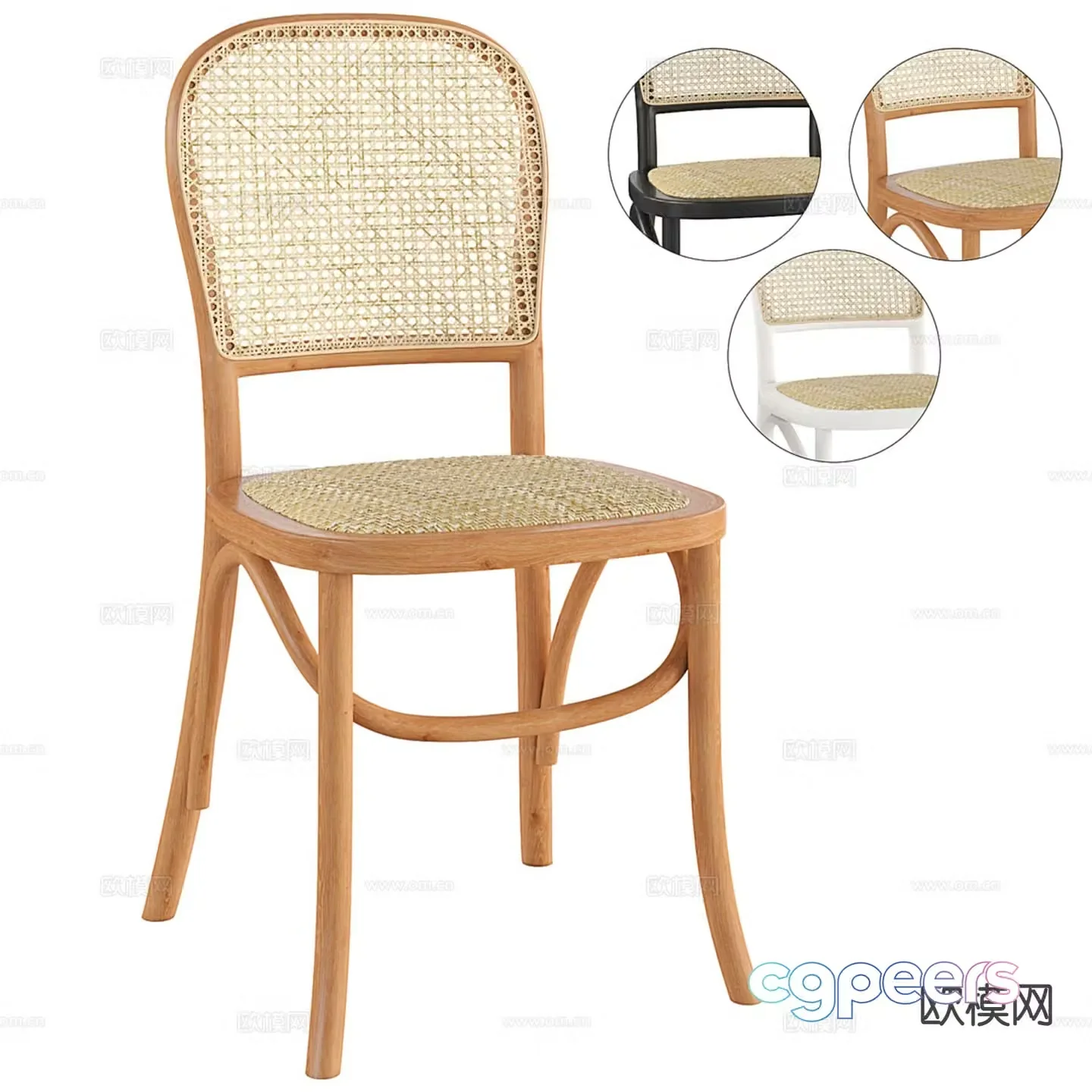 Modern rattan chair dining chair 3d model