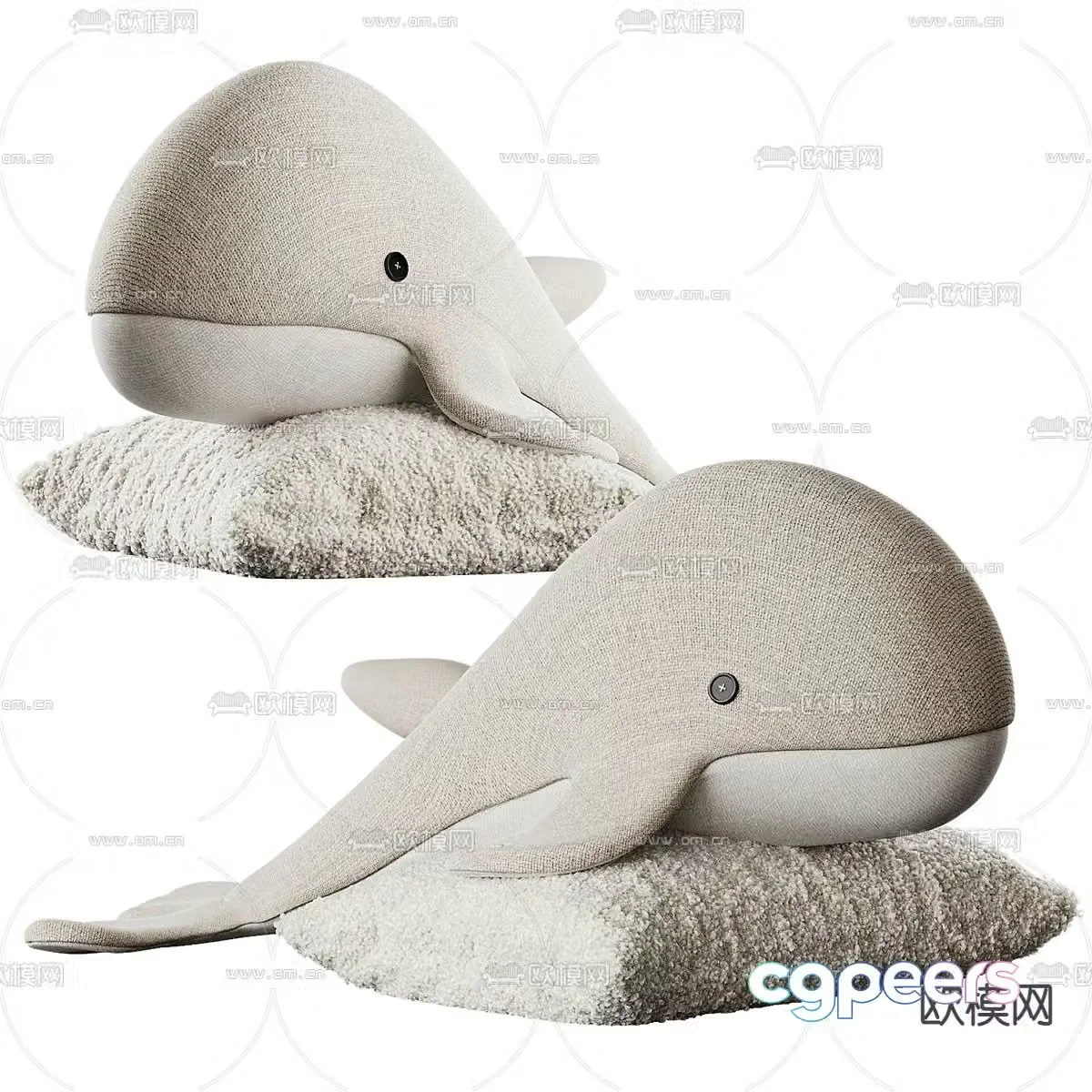Whale toy doll rag doll pillow 3d model