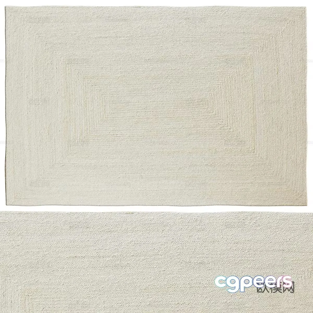 wool carpet square rug 3d model