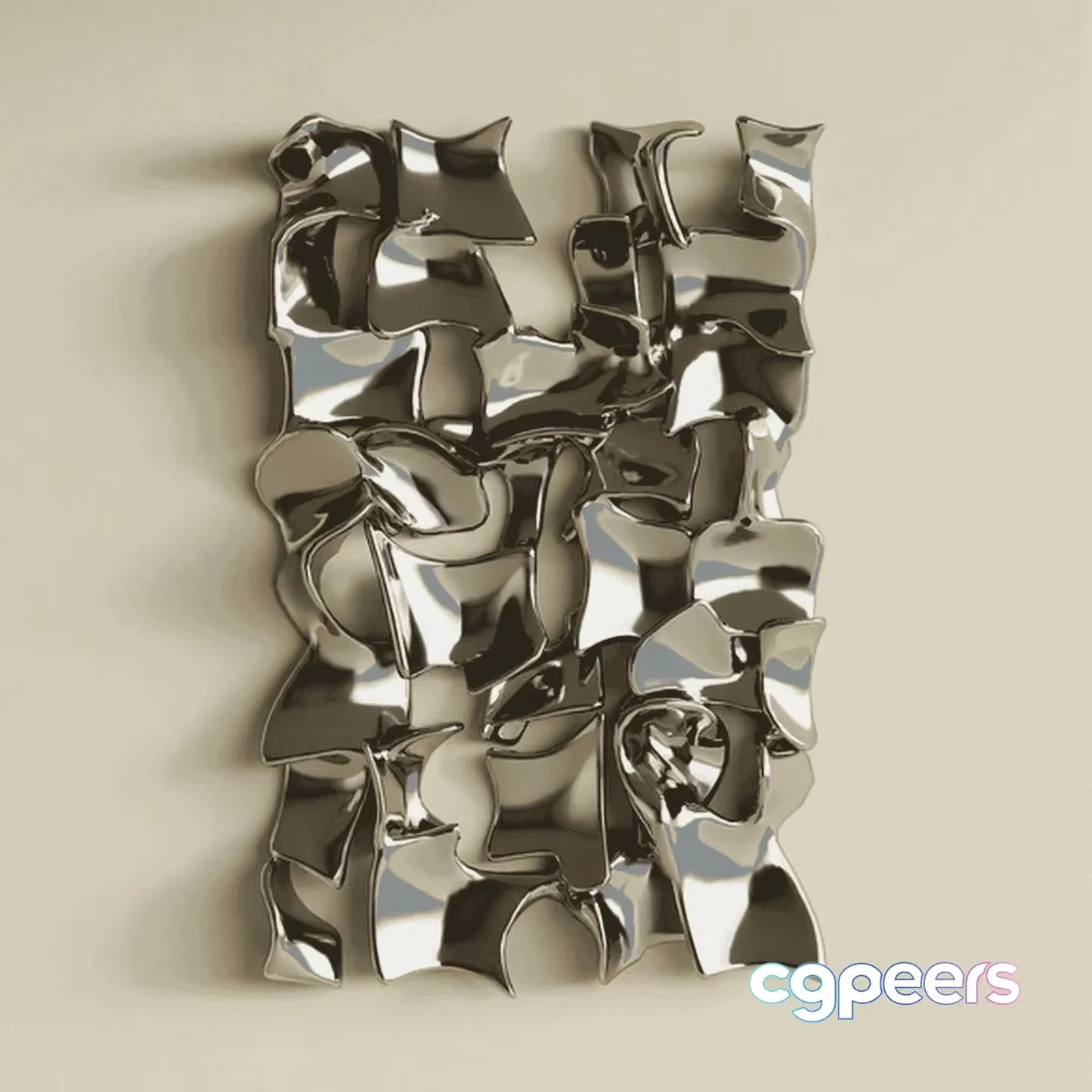 A Silver Metal Wall Art Piece 3D Model – 15133 – VRAY Render