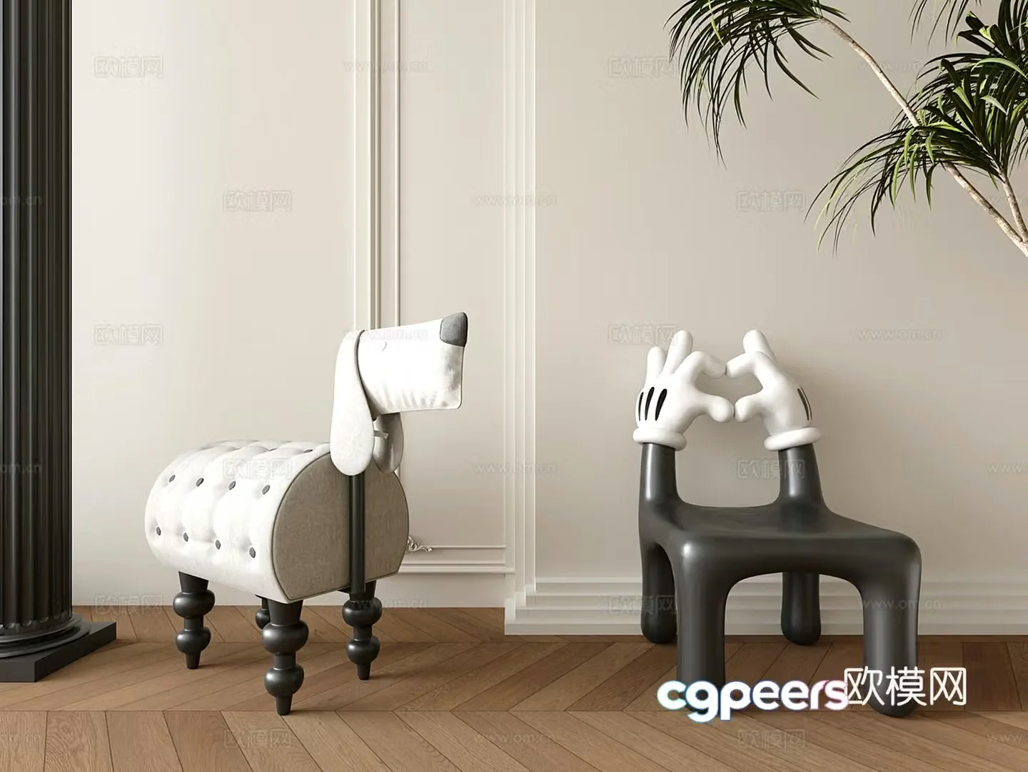 Modern children’s chair Finger chair Cartoon chair Animal stool 3d model
