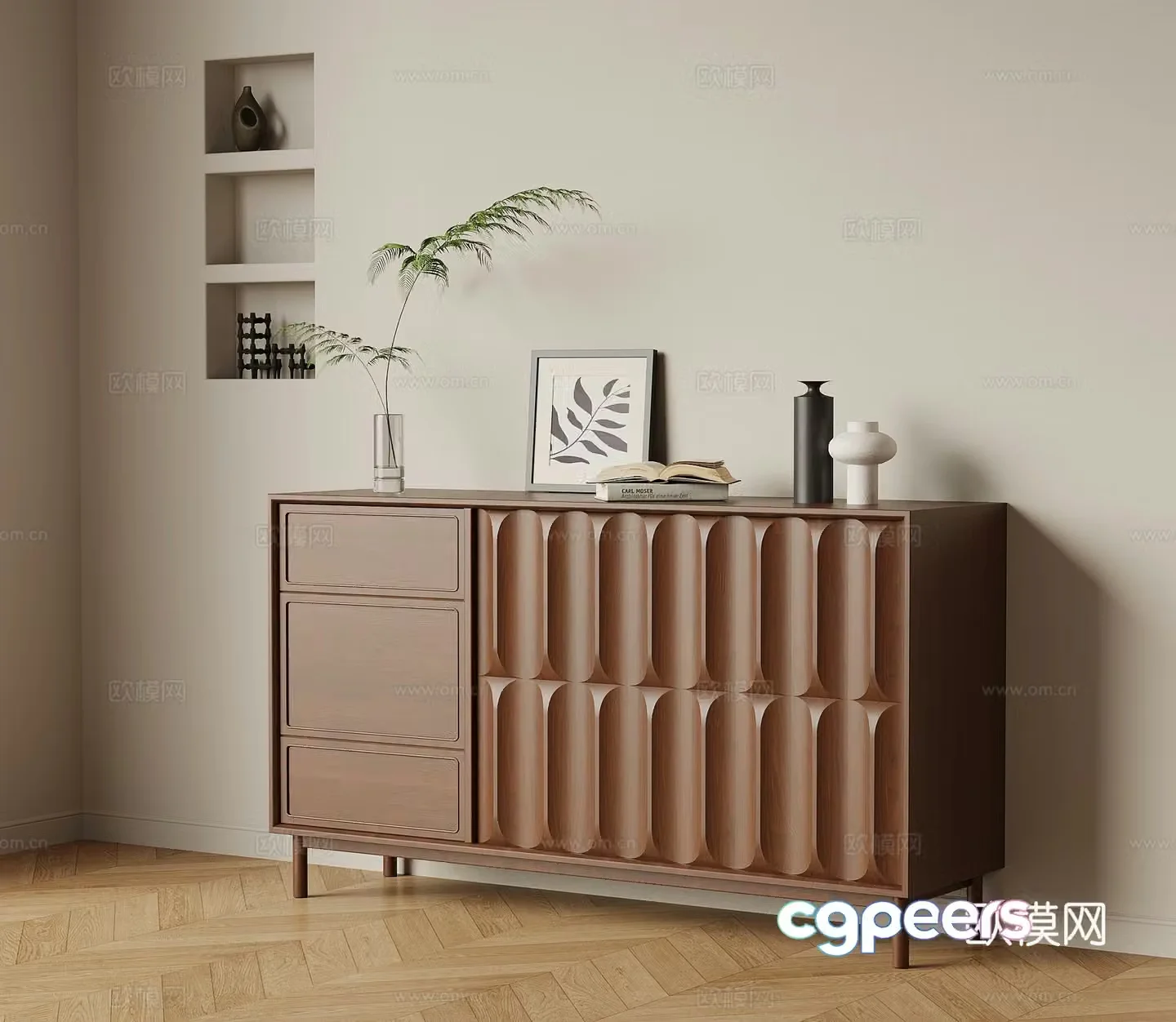 French retro entrance cabinet side cabinet 3D model