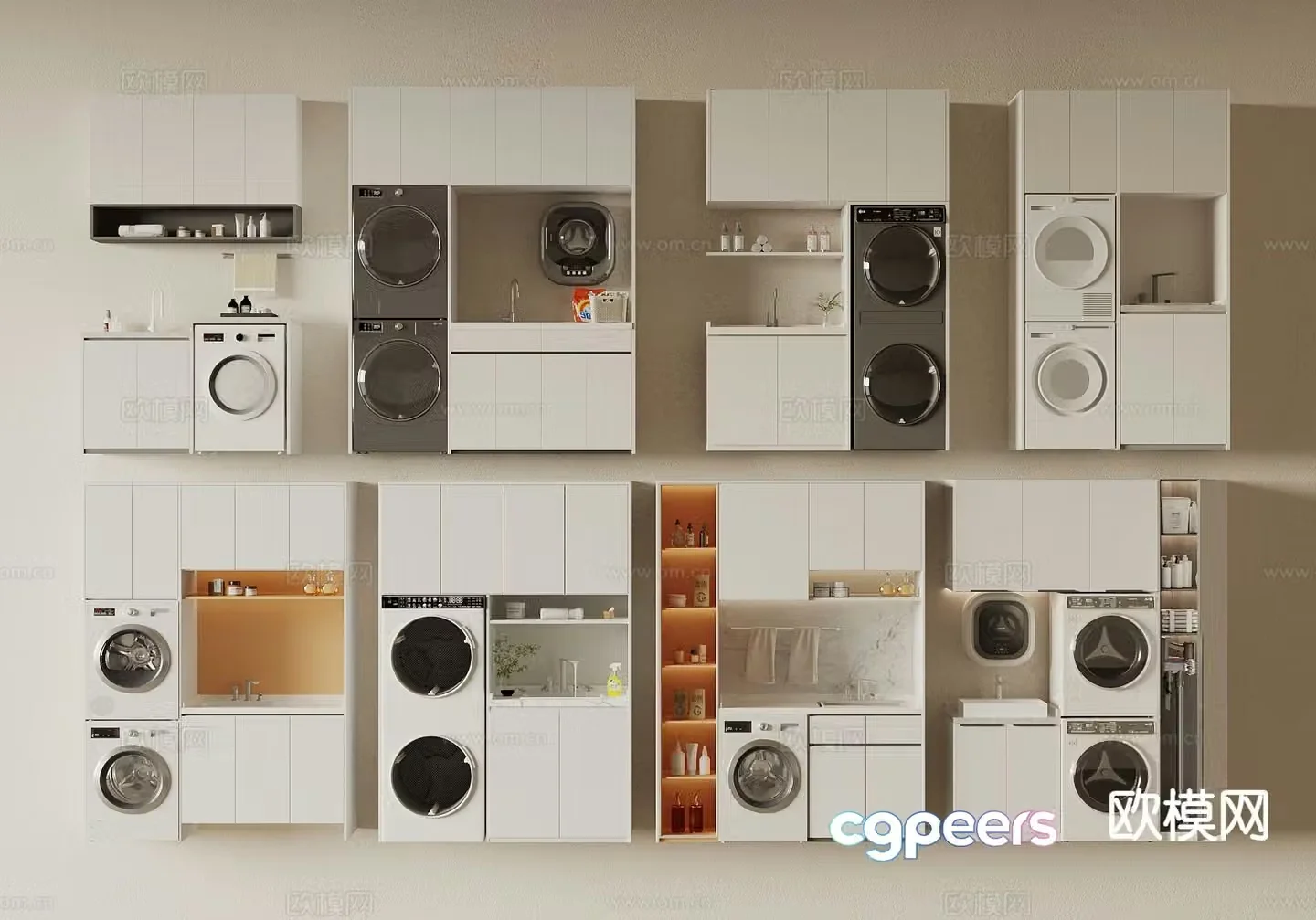 Modern washing machine cabinet balcony cabinet 3d model