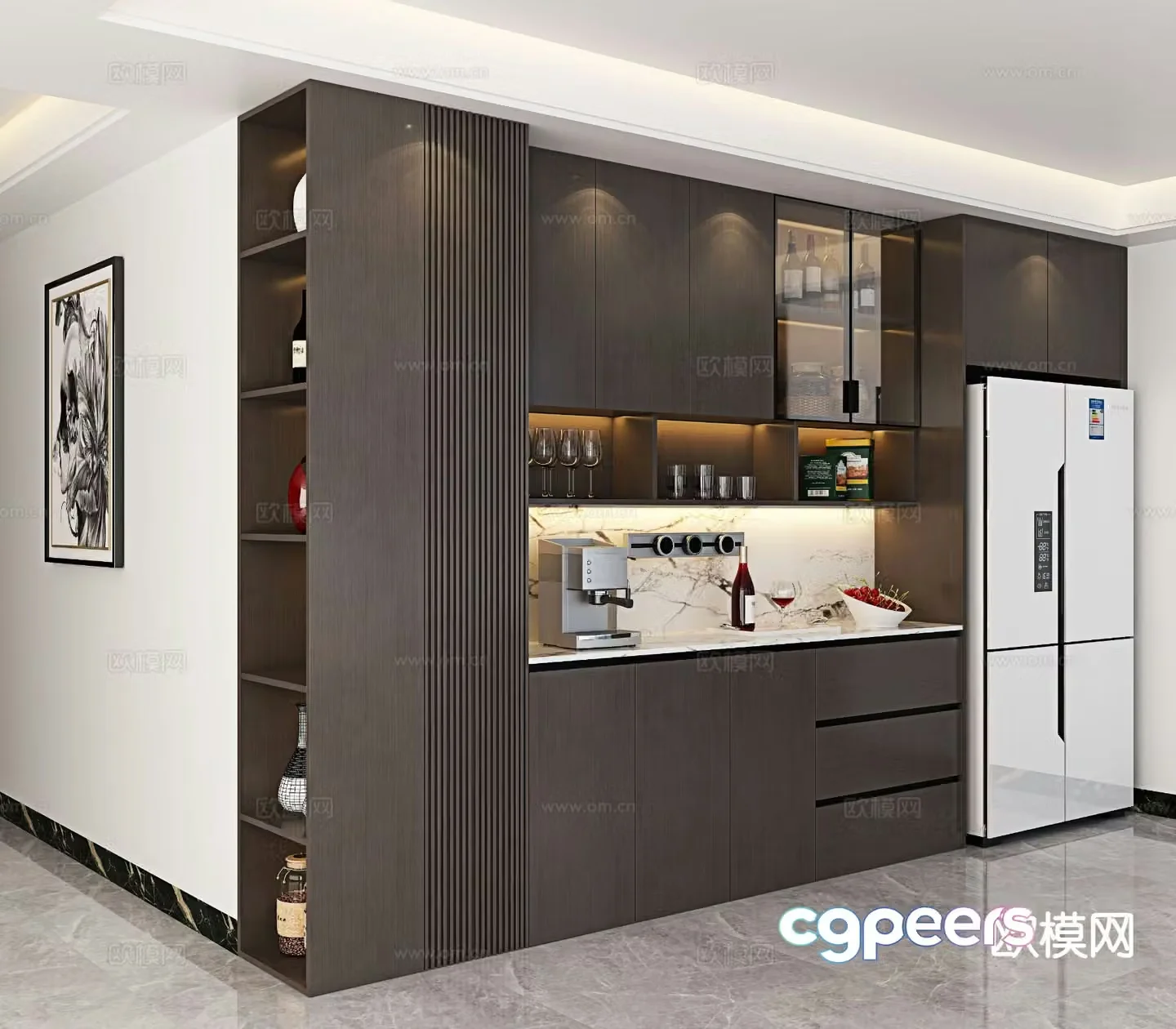 Modern wine cabinet sideboard 3d model