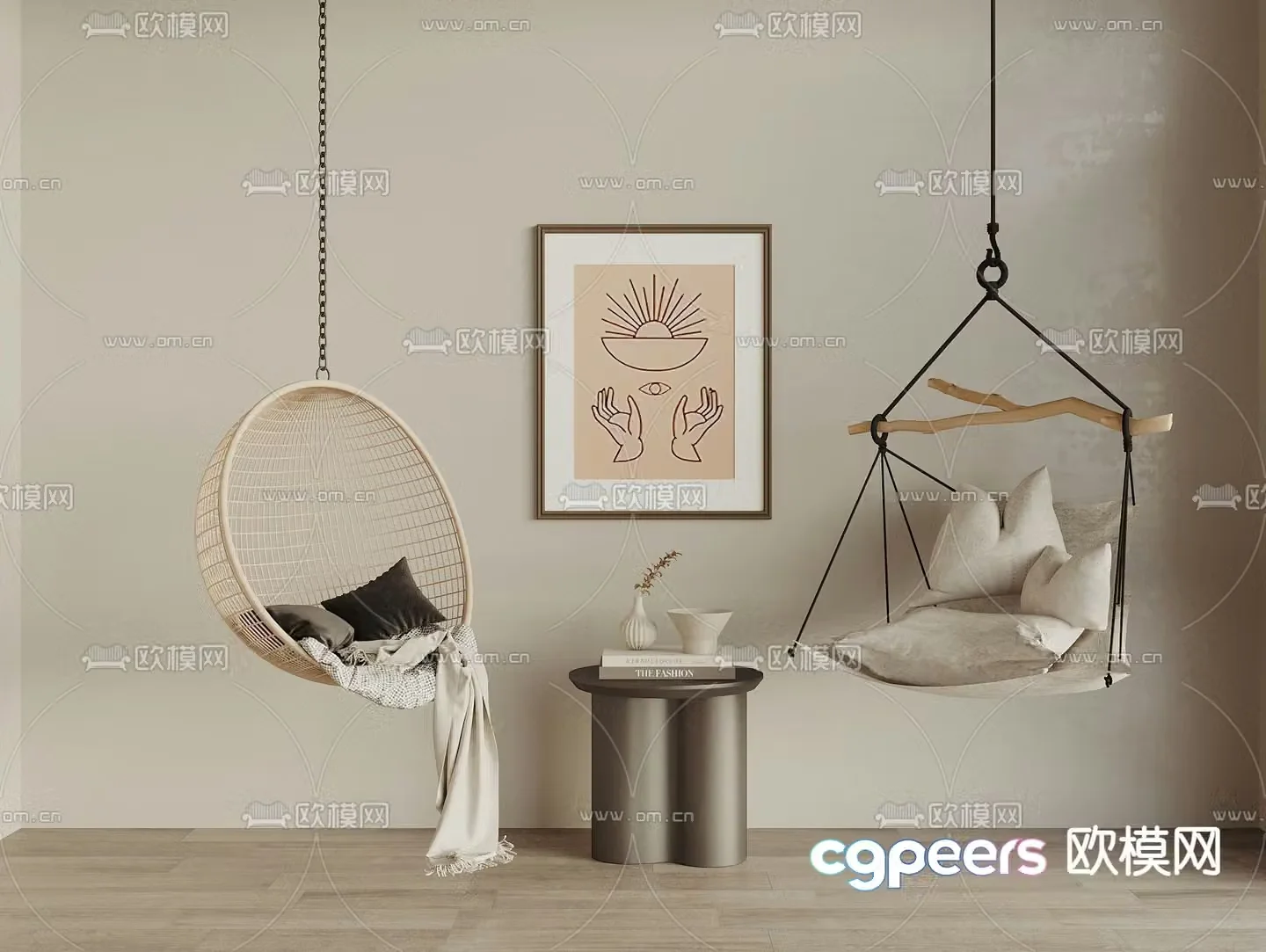 Modern hanging chair swing chair 3d model