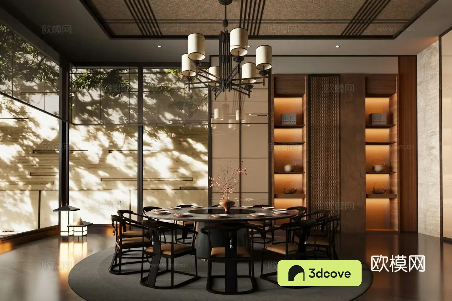 New Chinese-style tea room home tea room club tea room round table tea room tea table and chair combination