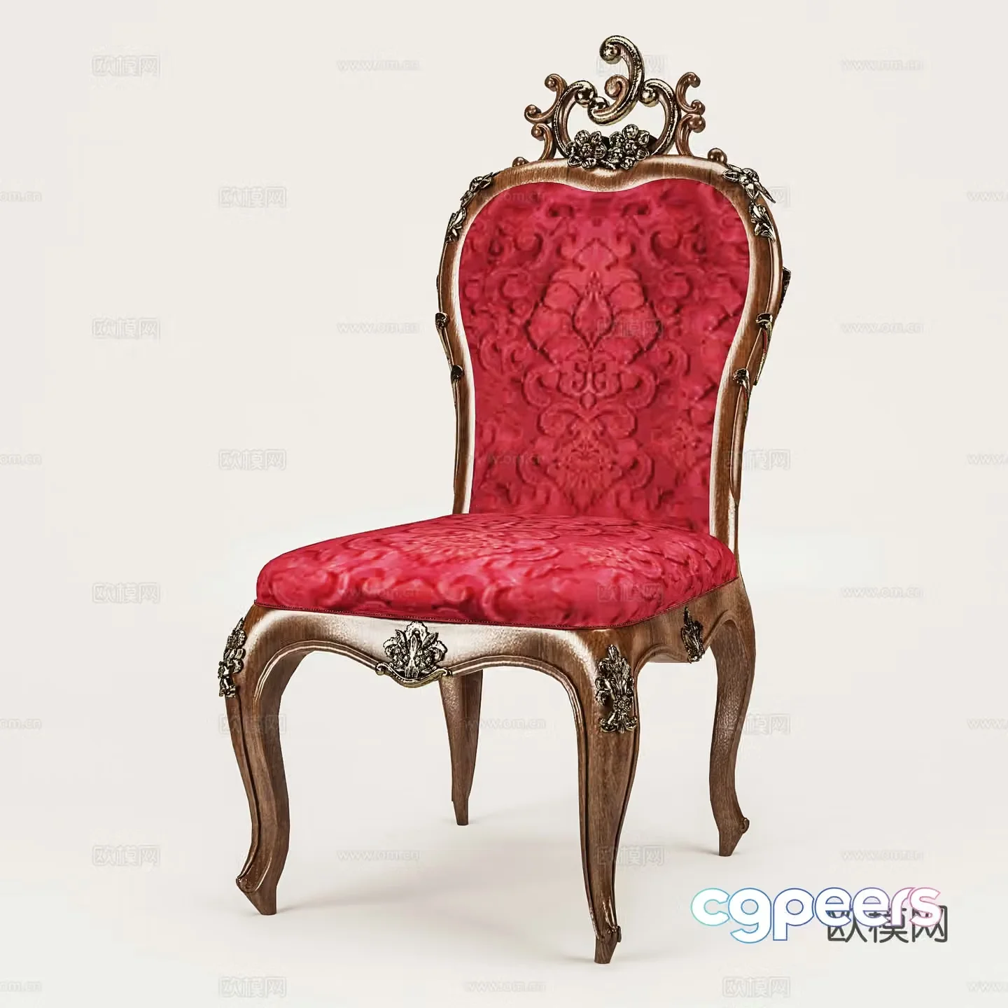 European-style office chair leisure chair single chair cloth chair book chair dining chair 3D model