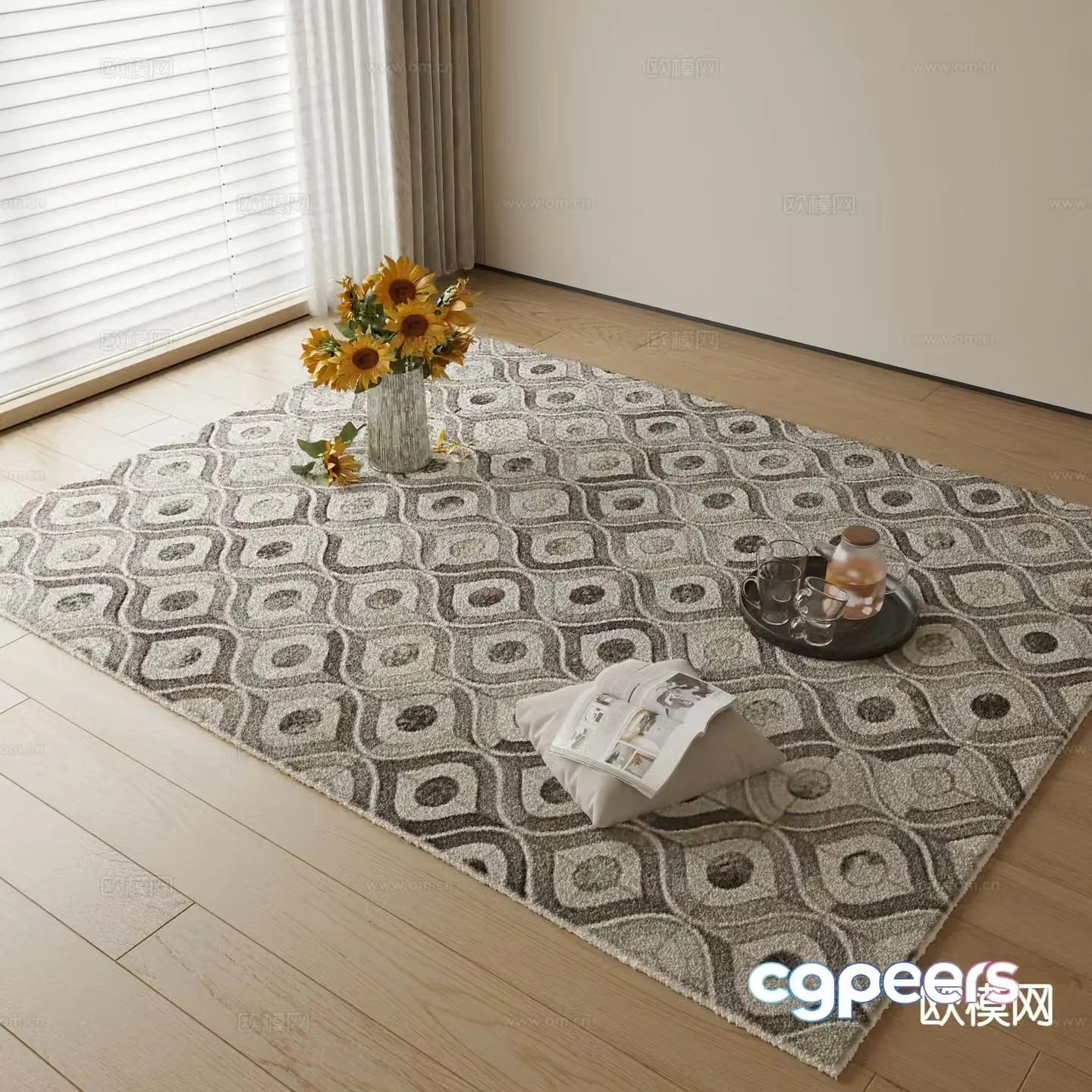 Modern carpet square rug 3d model
