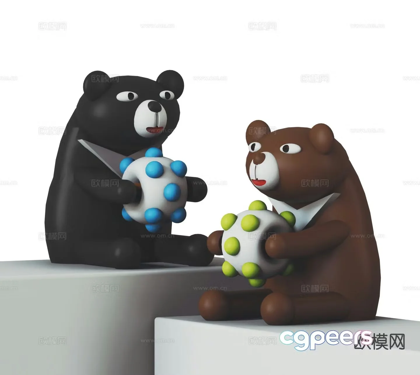 Modern bear doll trendy ornaments 3D model