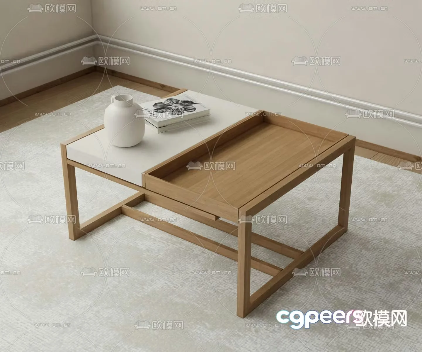 Square coffee table log coffee table 3d model