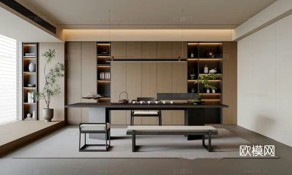 Modern Asian-Inspired Living Room 3D Model – 10306 – VRAY Render