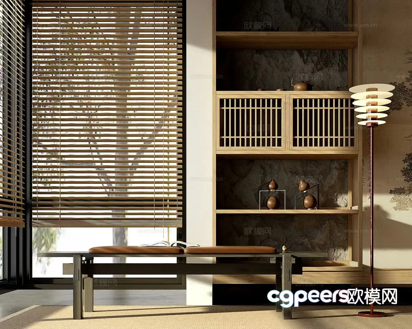 New Chinese style sofa stool bedside stool 3d model