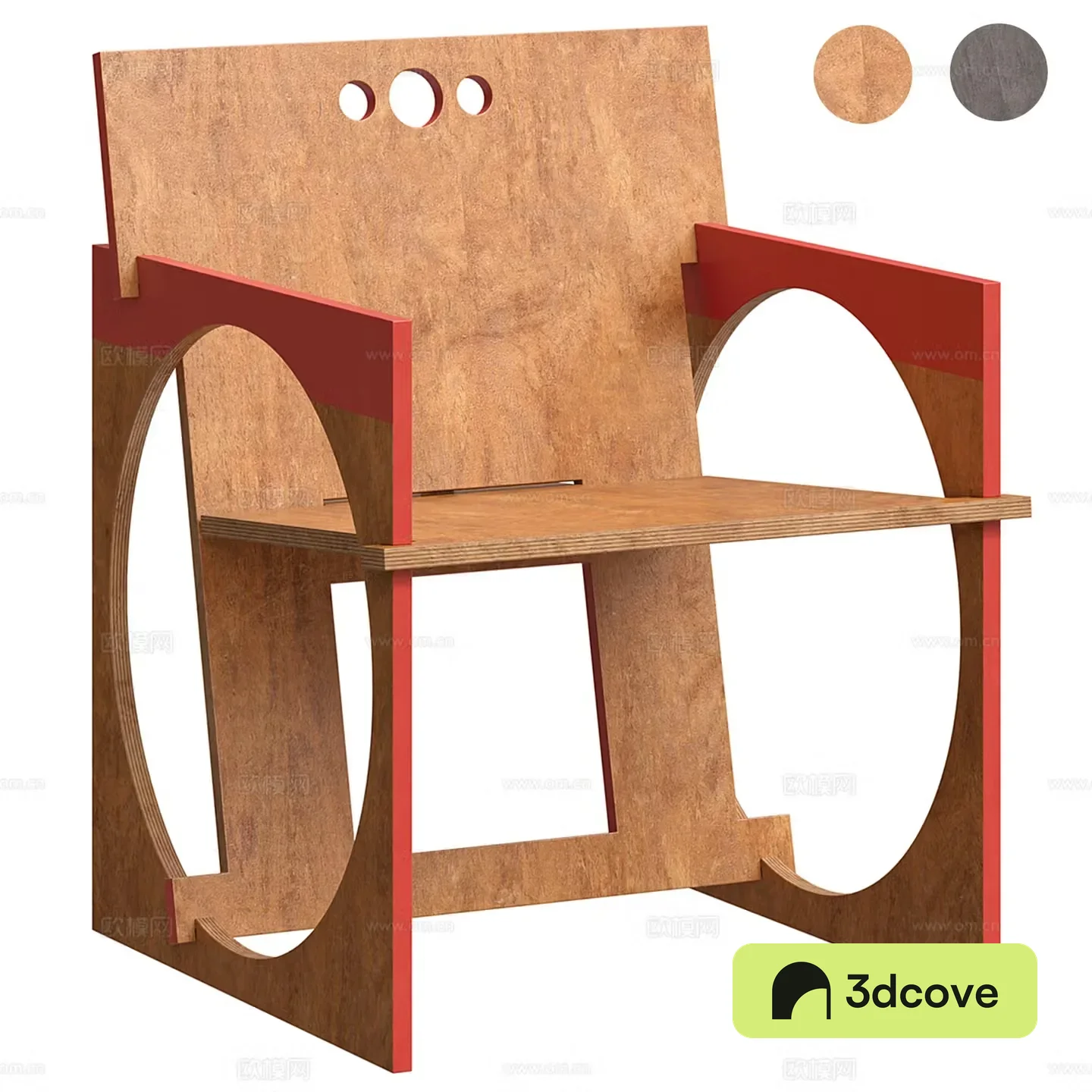 Medium style dining chair single chair leisure chair armchair 3d model