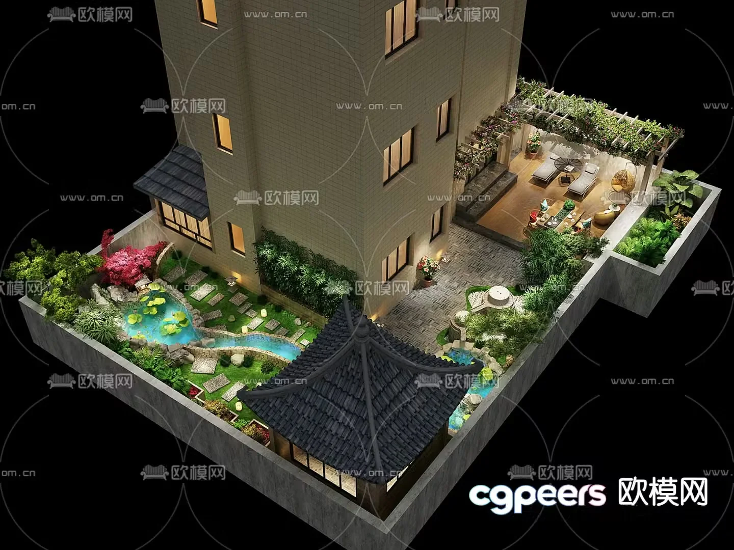 Chinese courtyard landscape 3d model