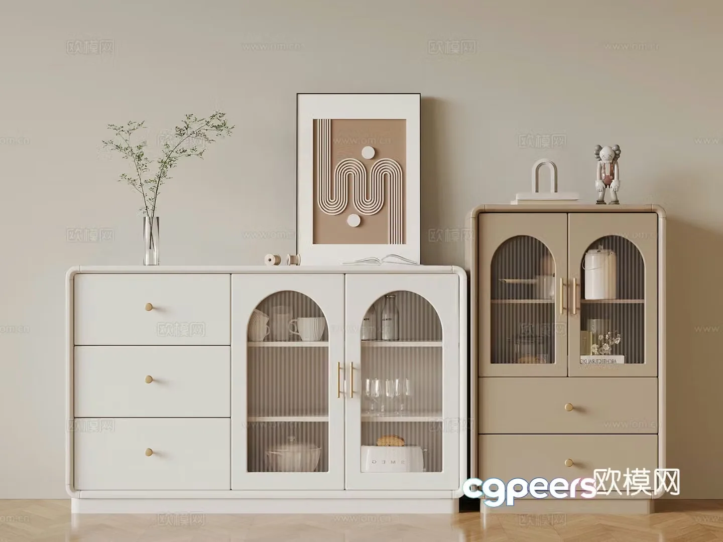 Modern side cabinet end view cabinet side cabinet short cabinet 3D model